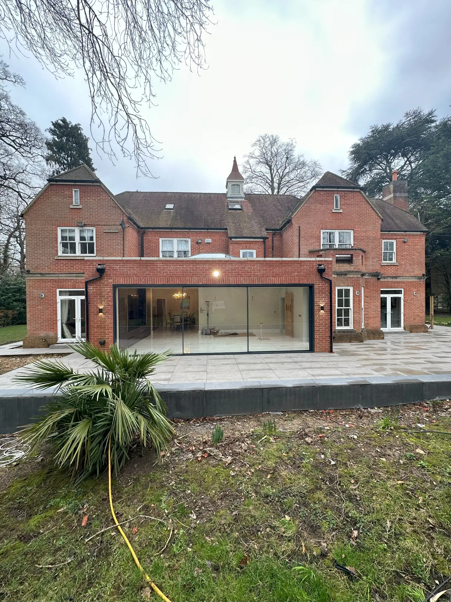 Traditional home with sliding door